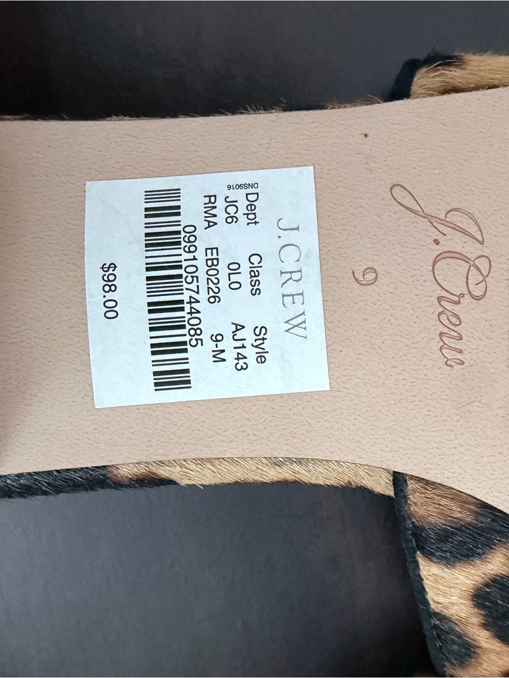 J. CREW Leopard Print Calf Hair Slide Sandals Women’s Size 9 Mule Flats NWOB - Picture 5 of 5